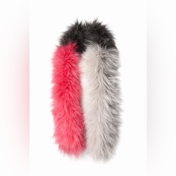 Accessories - Multicolor Fur Boa Stole Pink Grey Charcoal Dramatic Statement Wrap